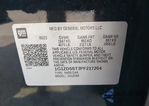 2023 Chevrolet Malibu Lt z USA, uszkodzony, nr VIN 1G1ZD5ST3PF217204